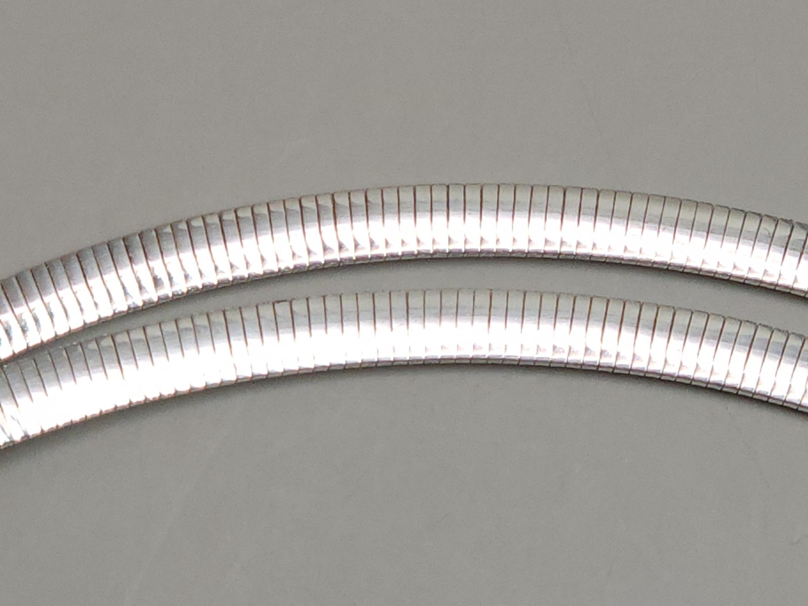 Milor Italy 950 Fine Silver Reversible Omega Choker Necklace 4mm Vintage Chain