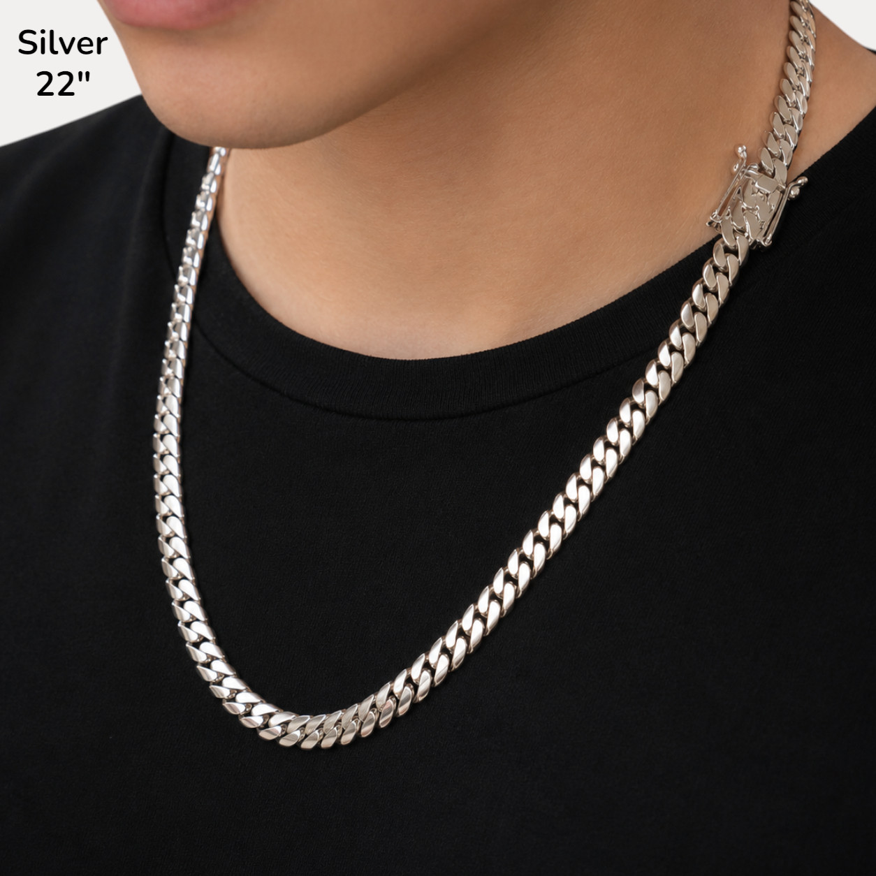8mm Miami Cuban Chain Necklace – Real Solid 999 Fine Silver HANDMADE IN ITALY