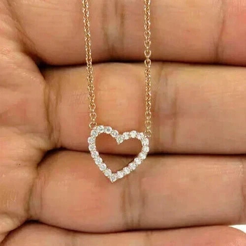 Women’s Small Heart Necklace 1.00ct Lab Grown Diamond in 14K Yellow Gold Plated
