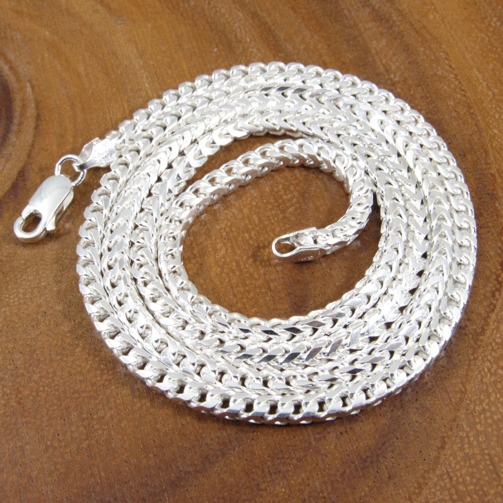3MM Solid 925 Sterling Silver Mens Oval Diamond Cut Italian Franco Link Chain