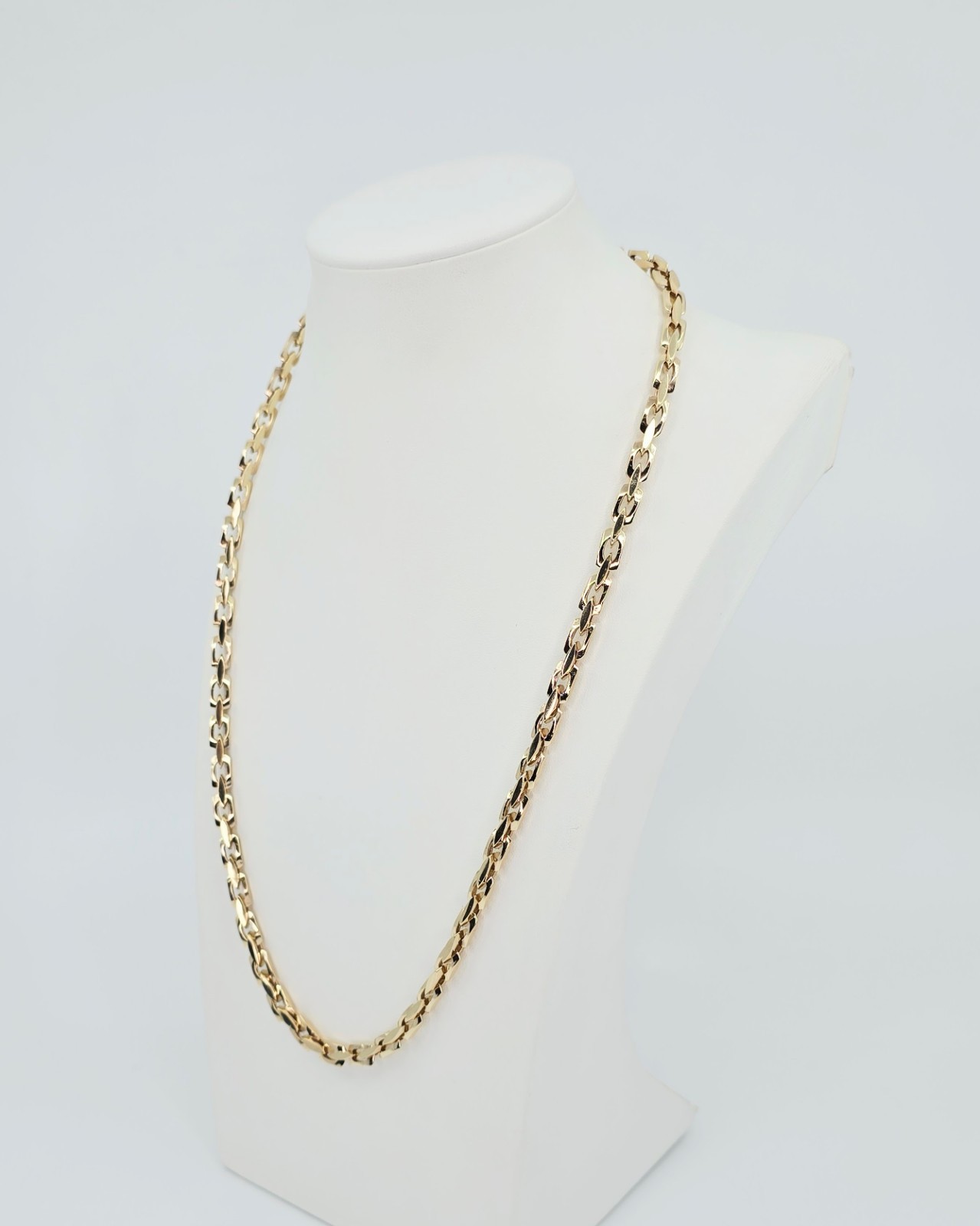 Fancy 14K Karat Solid Yellow Gold Designer Custom Link Chain Necklace – 24″ L