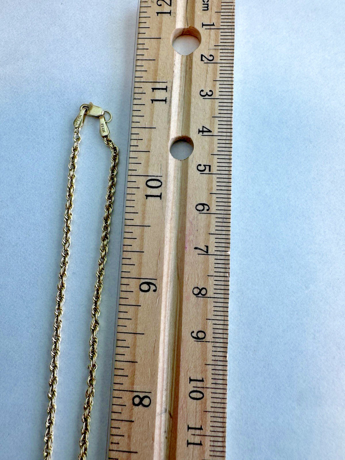 Vintage 14K Gold Rope Chain Necklace 21 in Solid Peru 585 Lightweight 2g EUC