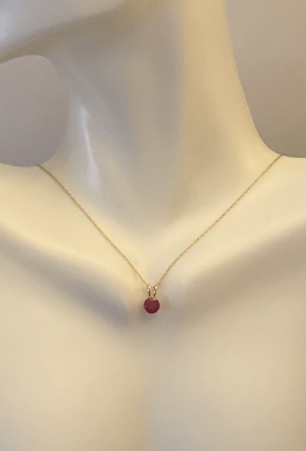 14K Genuine 4mm Round Ruby Pendant (Available with or without chain)