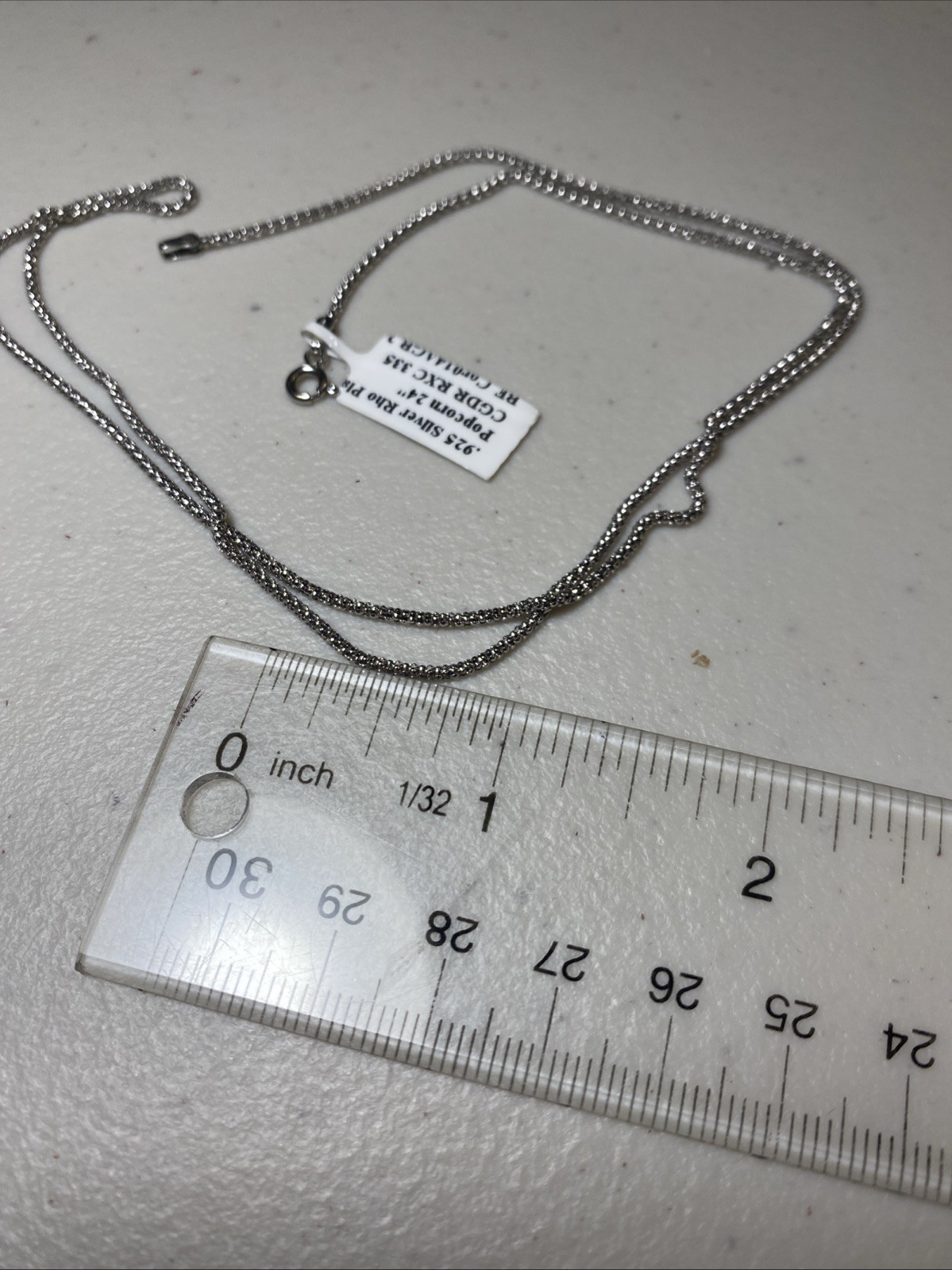 925 Sterling Silver Popcorn Chain. New never used Length 23 Inches