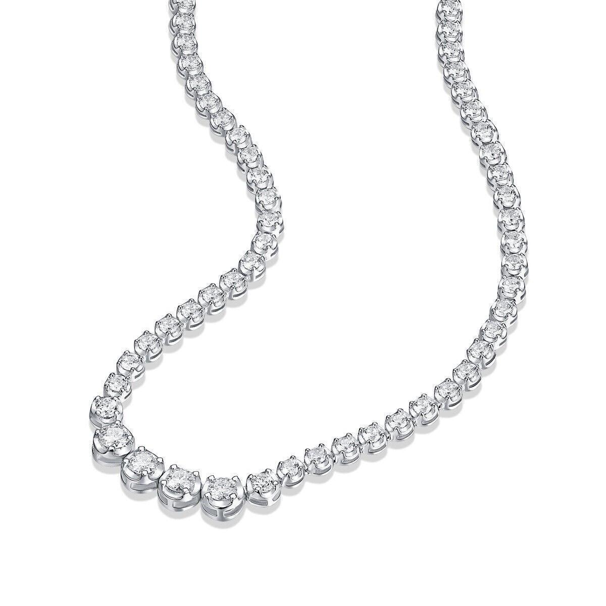 4mm D Color VVS1 Moissanite Tennis Chain Necklace Solid 925 Sterling Silver 18″
