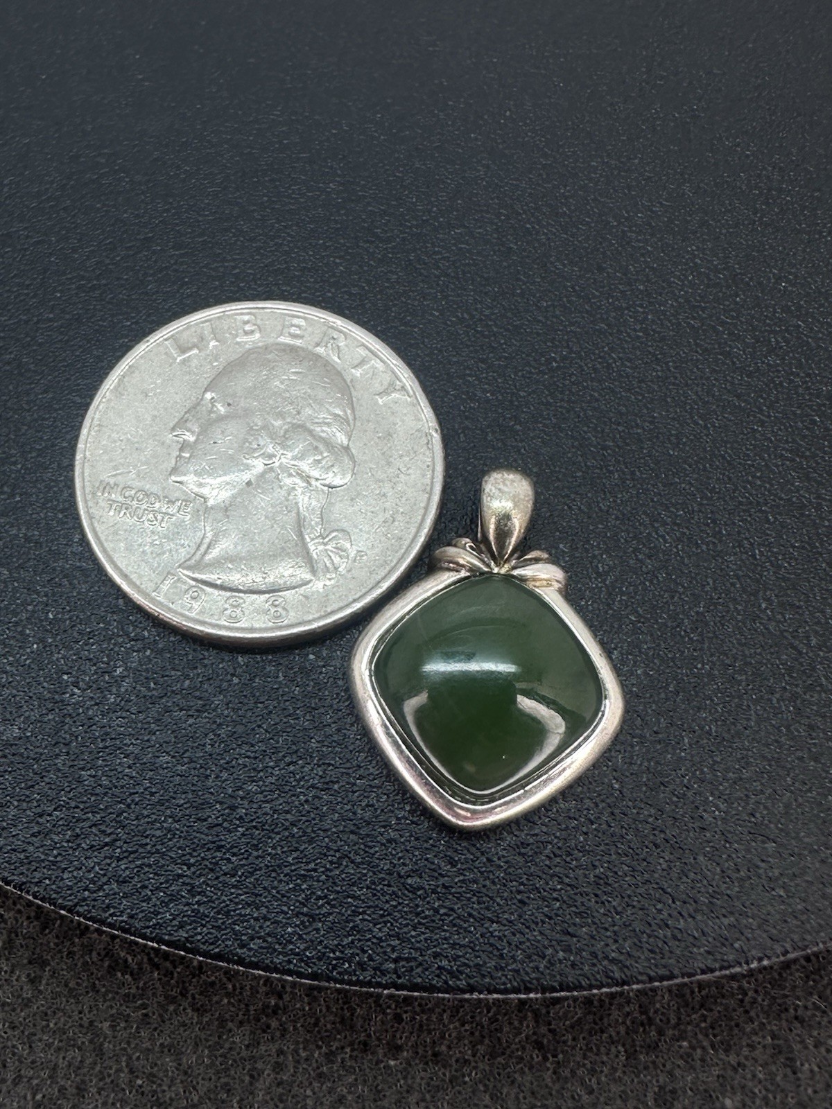 Sterling Silver Unknown Green Stone Pendant Small