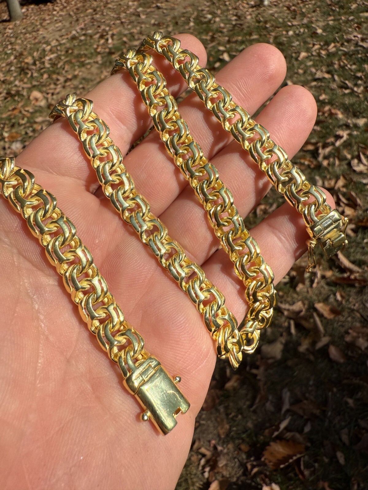 Handmade 9mm Bismark Garibaldi Chino Chain 14k Gold Over 925 Silver Necklace