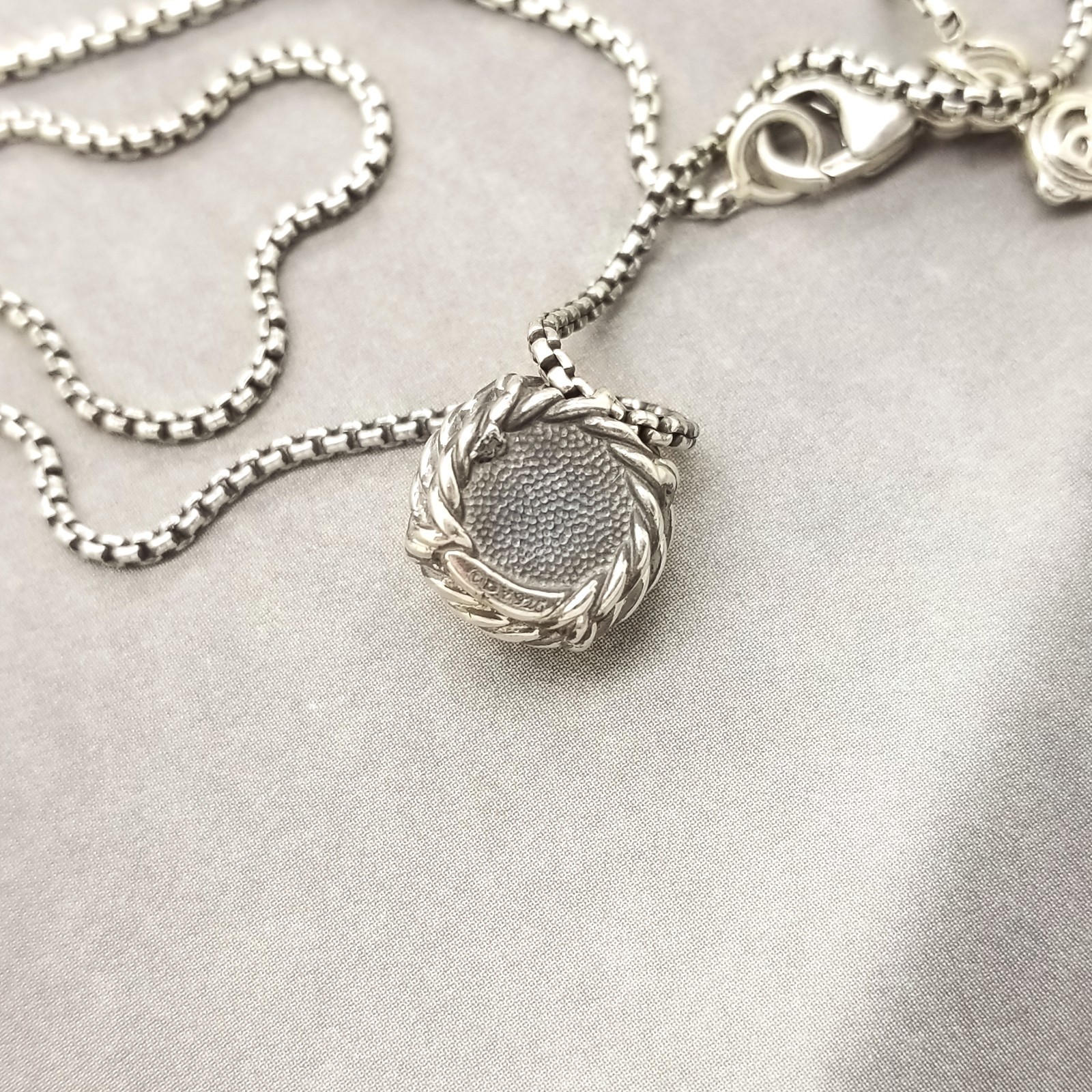 David Yurman Sterling Silver 8mm Lemon Citrine Chatelaine 17-18 Inch Necklace