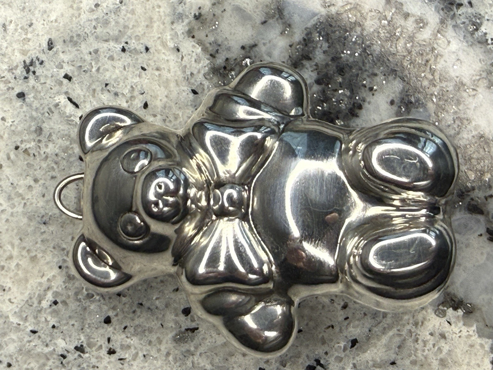 Tiffany & Co. Signed 925 Sterling Silver Teddy Bear. Large Christmas ornament