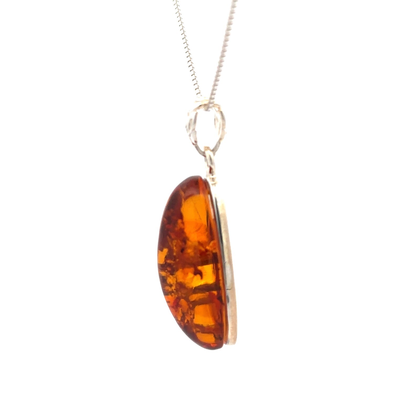 Sterling Silver Baltic Amber Pendant (1/2 x 1 1/2 Inch)