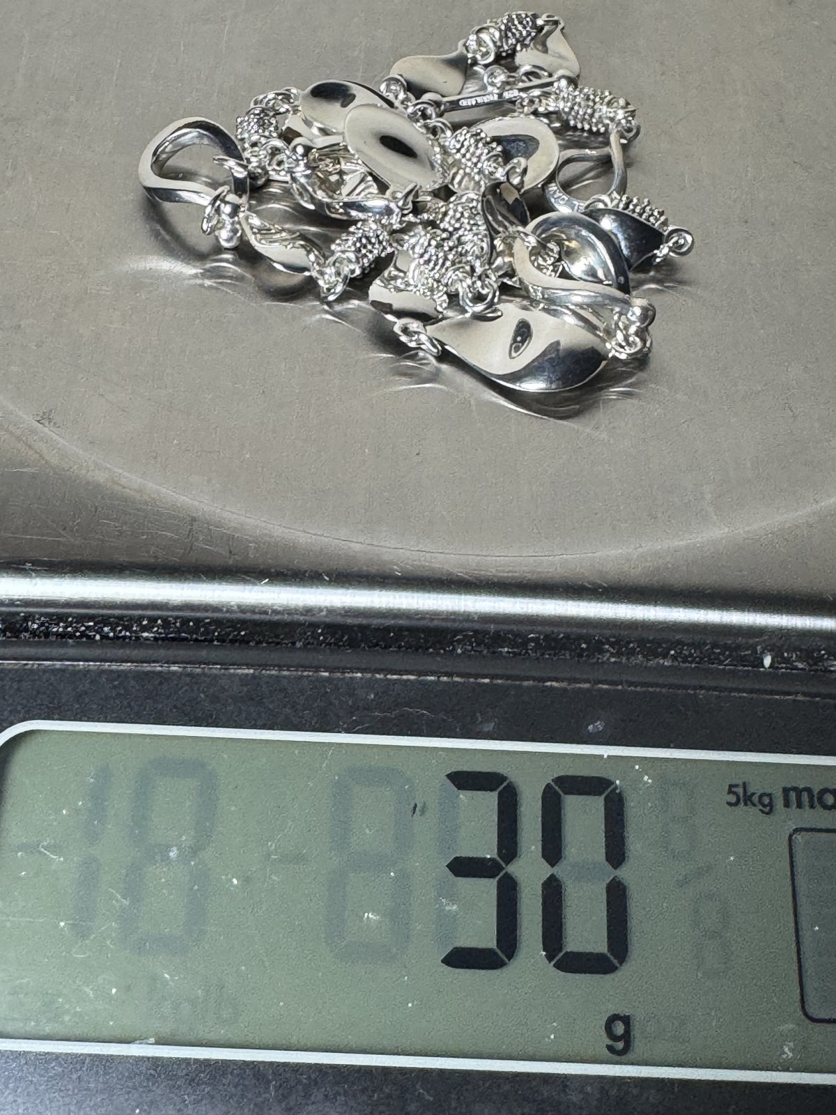 Michael Dawkins Sterling Silver Teardrop Pebble Station Necklace 925 Toggle 18″
