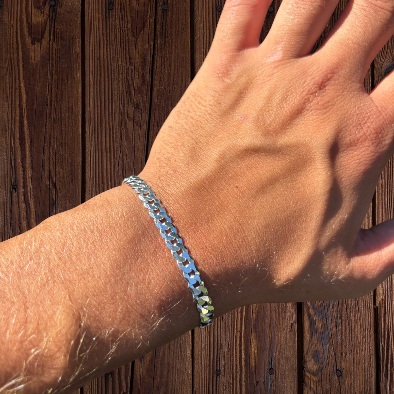 6mm Flat Curb Bracelet – Real Solid 925 Sterling Silver Or 14k Gold/Rose Vermeil