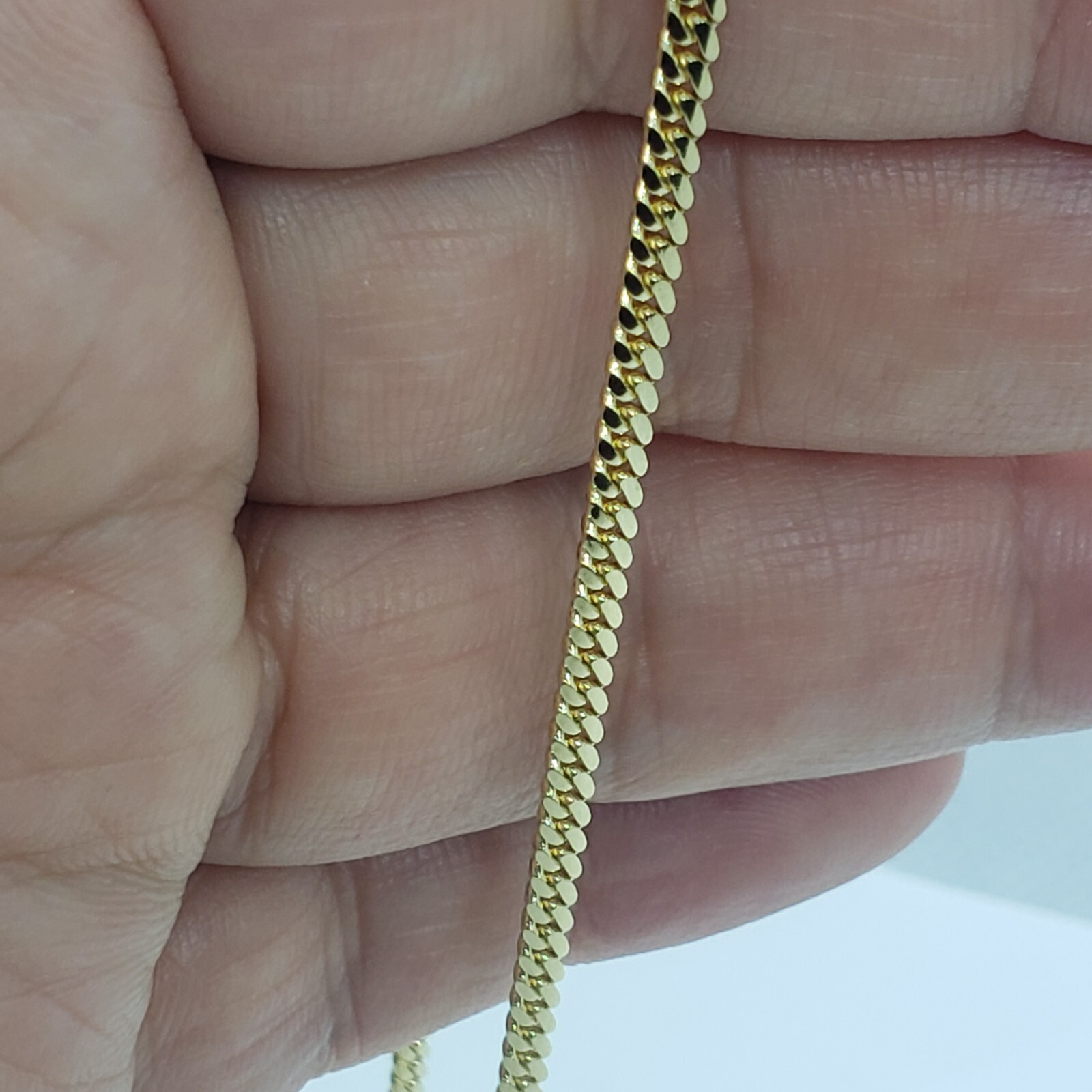 18K Solid Yellow Gold Miami Cuban Link Chain Necklace Men 2.5mm-4mm Size 18″~24″