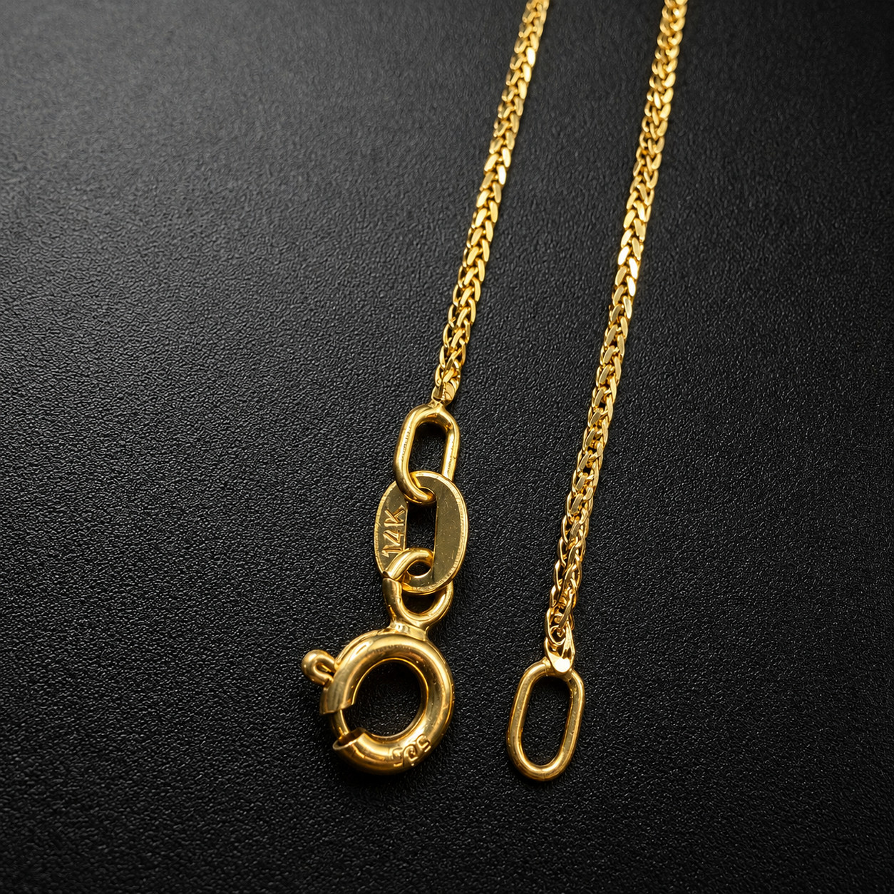 14K Solid Gold Diamond Cut Wheat Chain 0.7mm Necklace 16″ – 20″ Italian Gold
