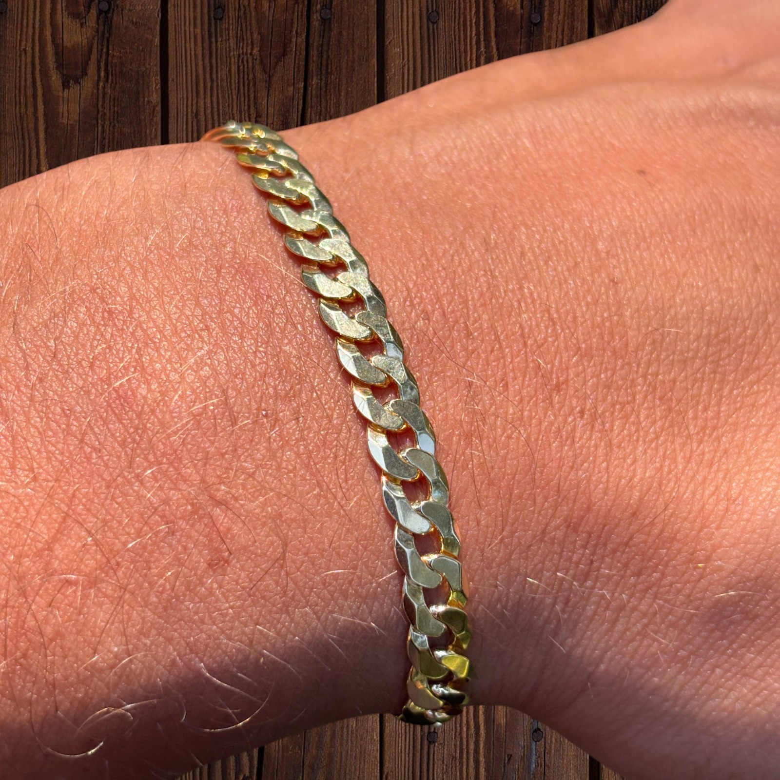 6mm Flat Curb Bracelet – Real Solid 925 Sterling Silver Or 14k Gold/Rose Vermeil