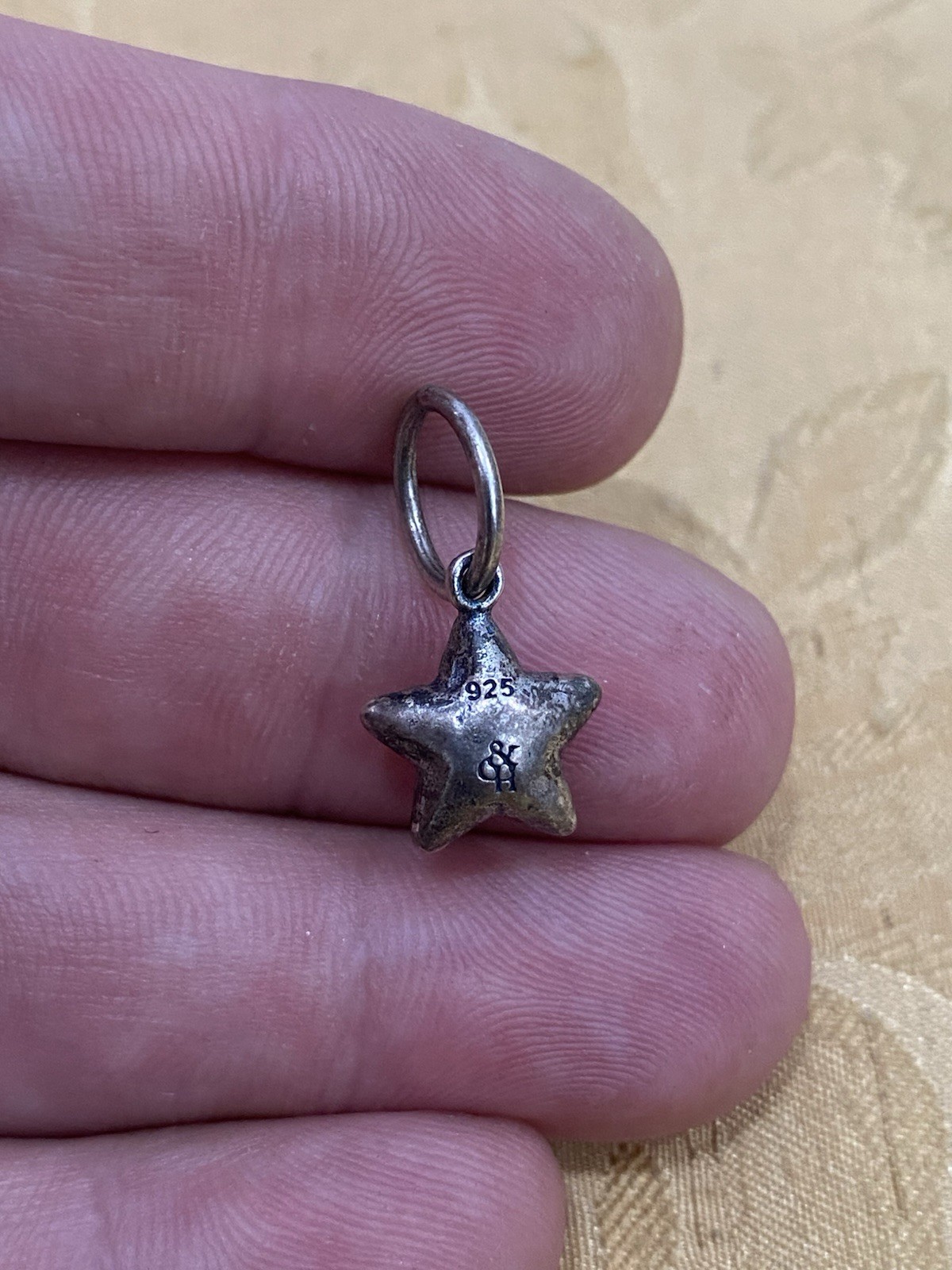 Grace & Heart Sterling Silver 925 Designer Signed Clear Stone Star Charm