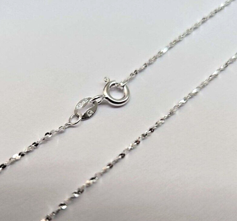 925 Sterling Silver Very Fine Serpentine Chain Necklace Italy Women 1mm 16 Inch