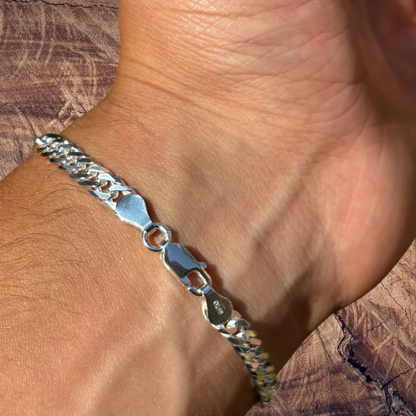 6mm Double Curb Link Bracelet – Real Solid 925 Sterling Silver MADE IN ITALY