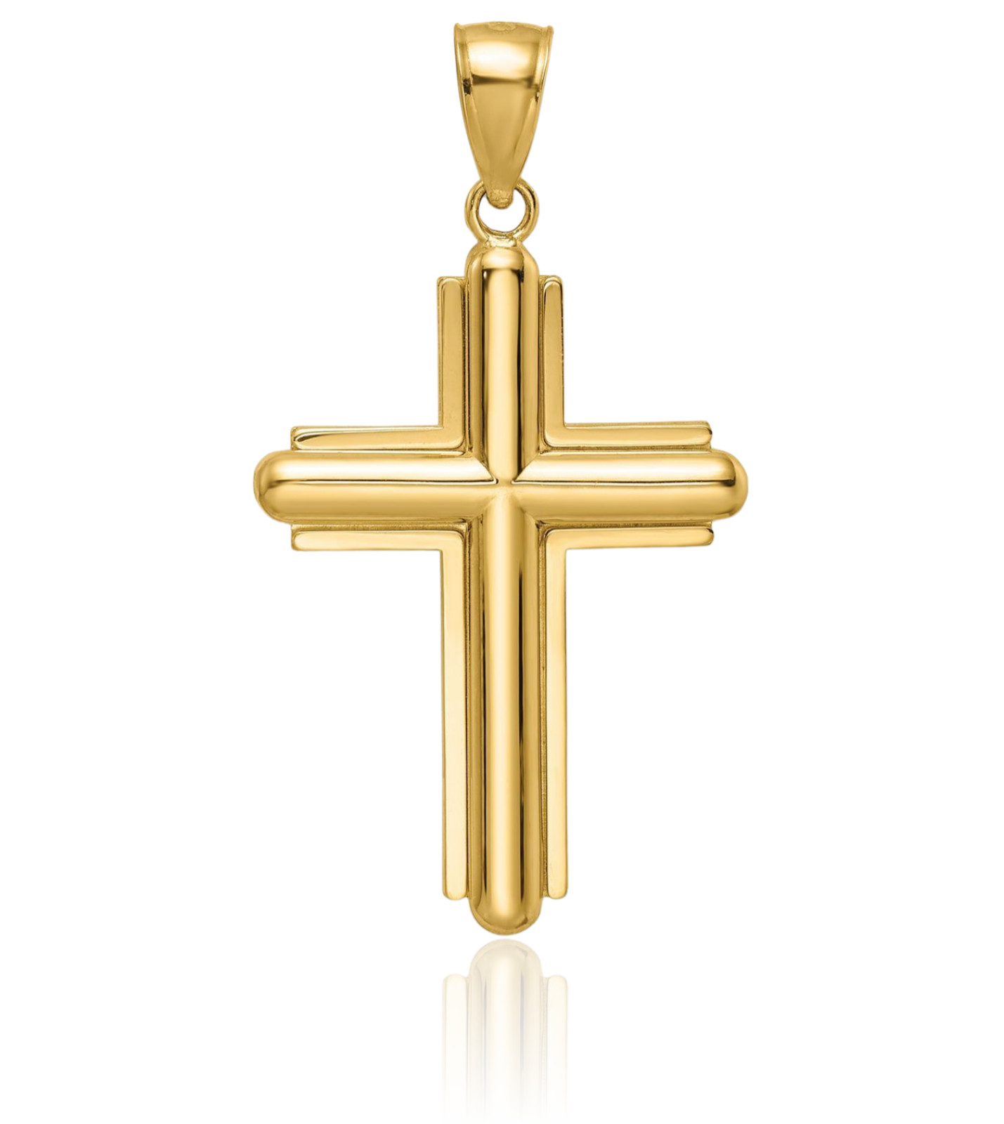 14K Solid Yellow Gold Extra Large Cross Pendant Necklace 38.65mm 1-1/2 inch