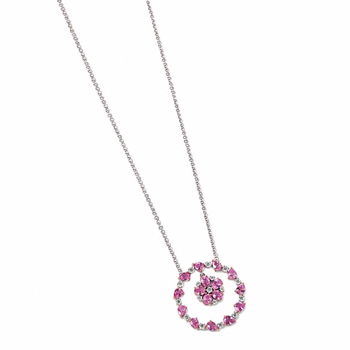 3.21 ct Natural Sapphire Circle Pendant 14K Gold 14K Solid Gold Floral Halo