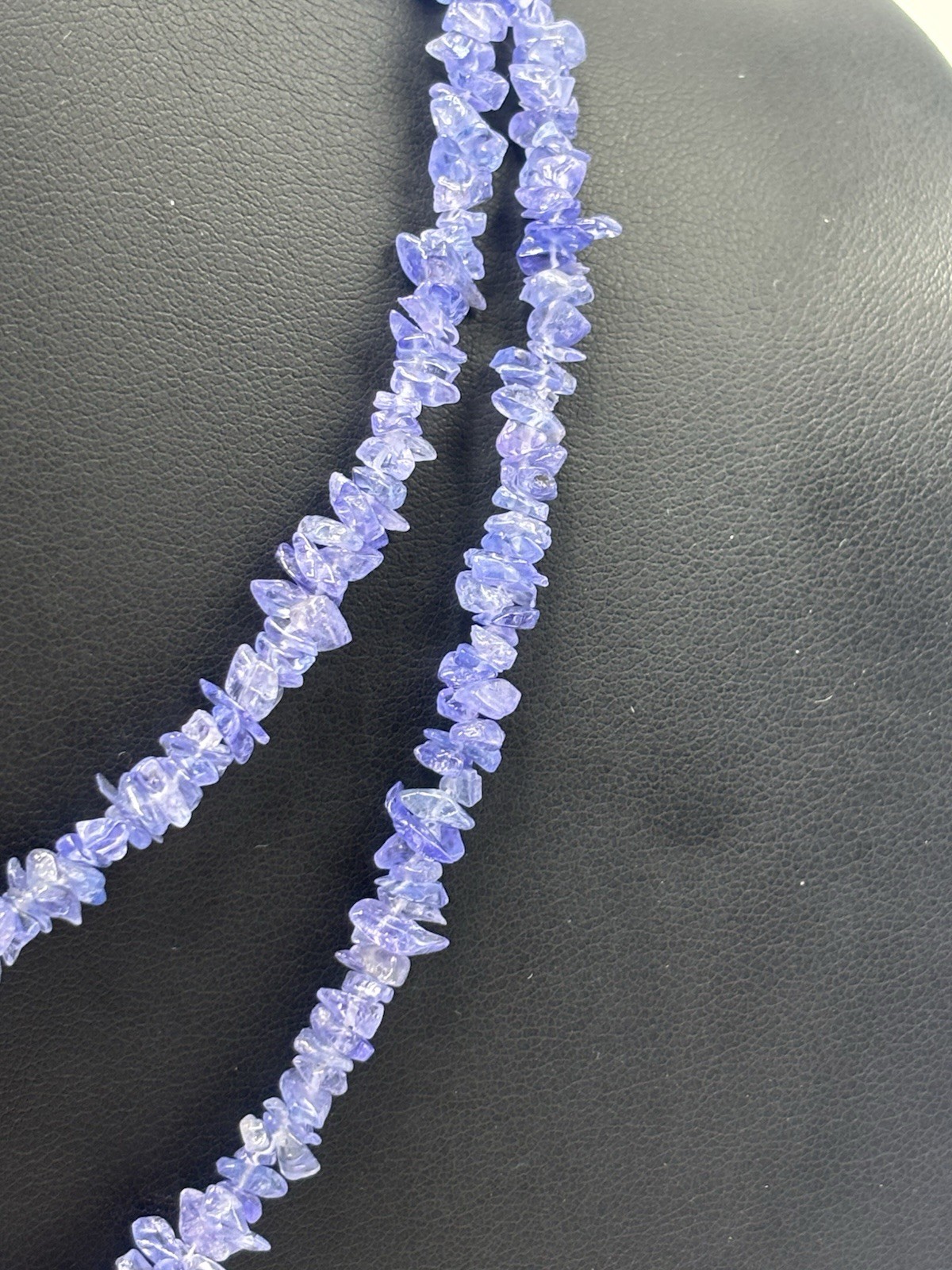 Tanzanite Chip Beaded Necklace Dainty Fashion Jewelry 35” Purple
