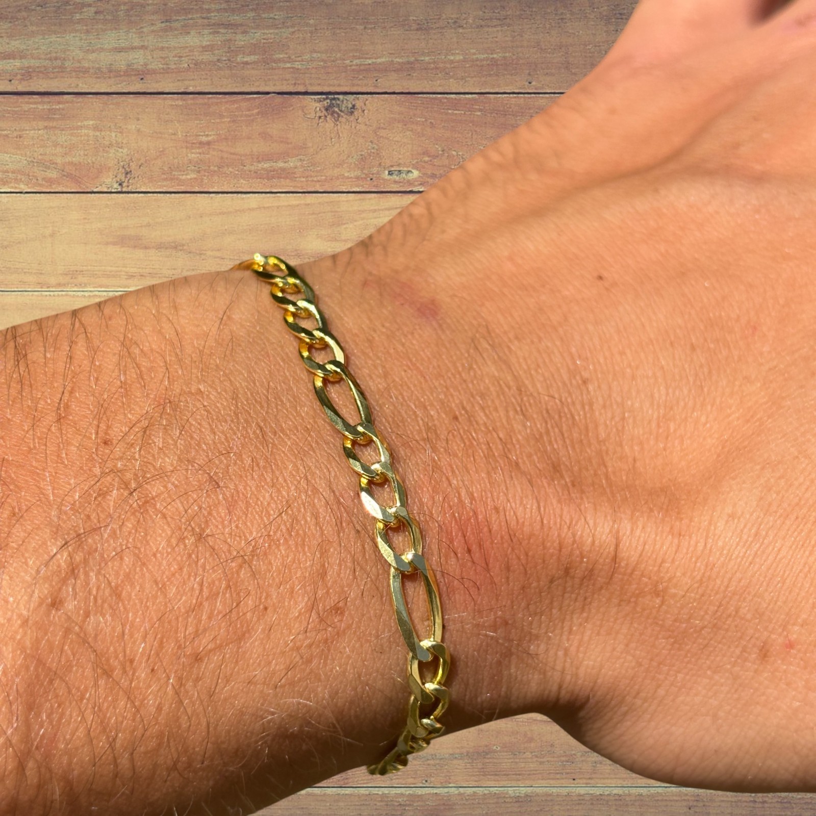 5mm Figaro Bracelet Link – Real Solid 925 Sterling Silver Or 14k Gold Vermeil