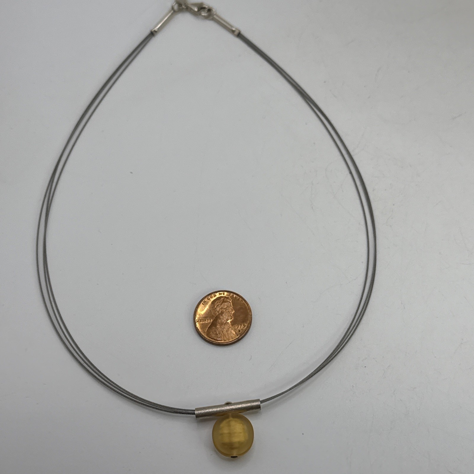 GERMAN .925 Sterling Silver 17″ Custom Necklace Chain w-Yellow Stone