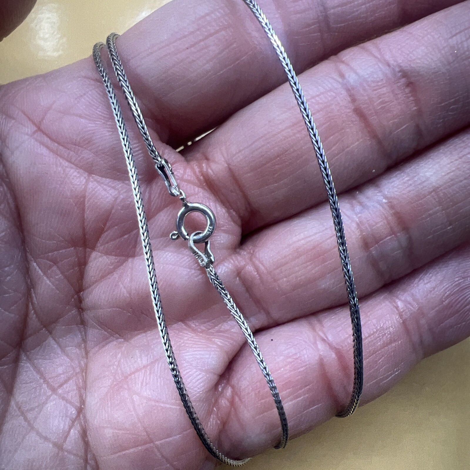 1 MM 20” Oxidized Square Foxtail 925 Sterling Silver Antique Finish Necklace
