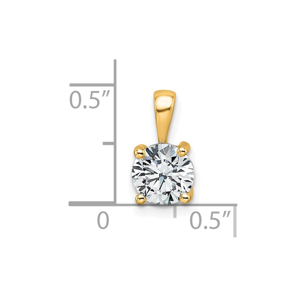 14k Yellow Gold 1 Ct Round Cut Lab Grown Diamond VS/SI+ G+ Four Prong Pendant