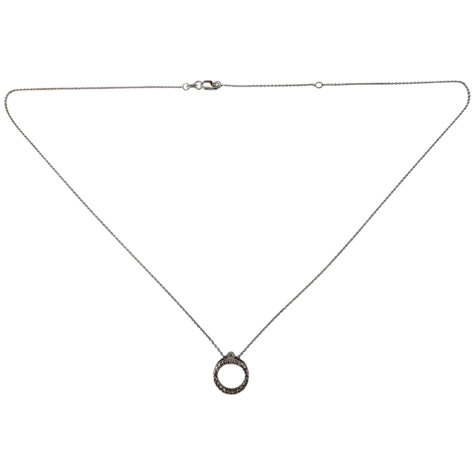 Roberto Coin Tiny Treasures 18K White Gold Diamond Circle Necklace #25334