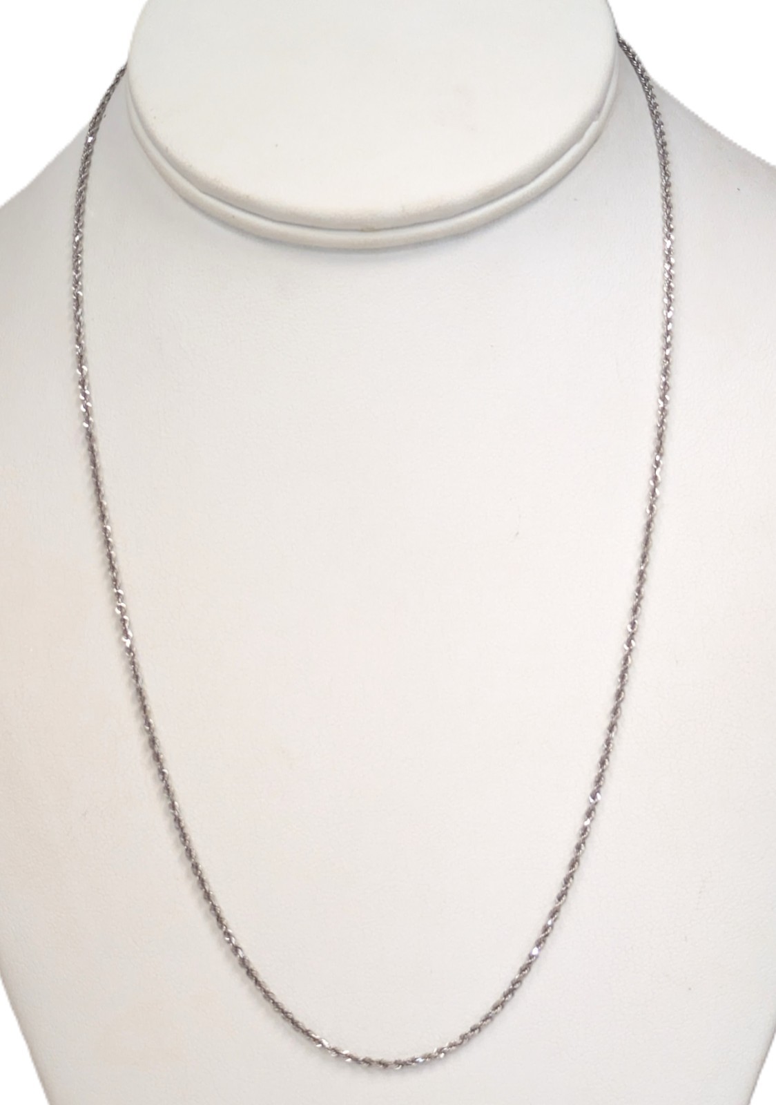 14K Solid White Gold Chain, 19-1/2” Long
