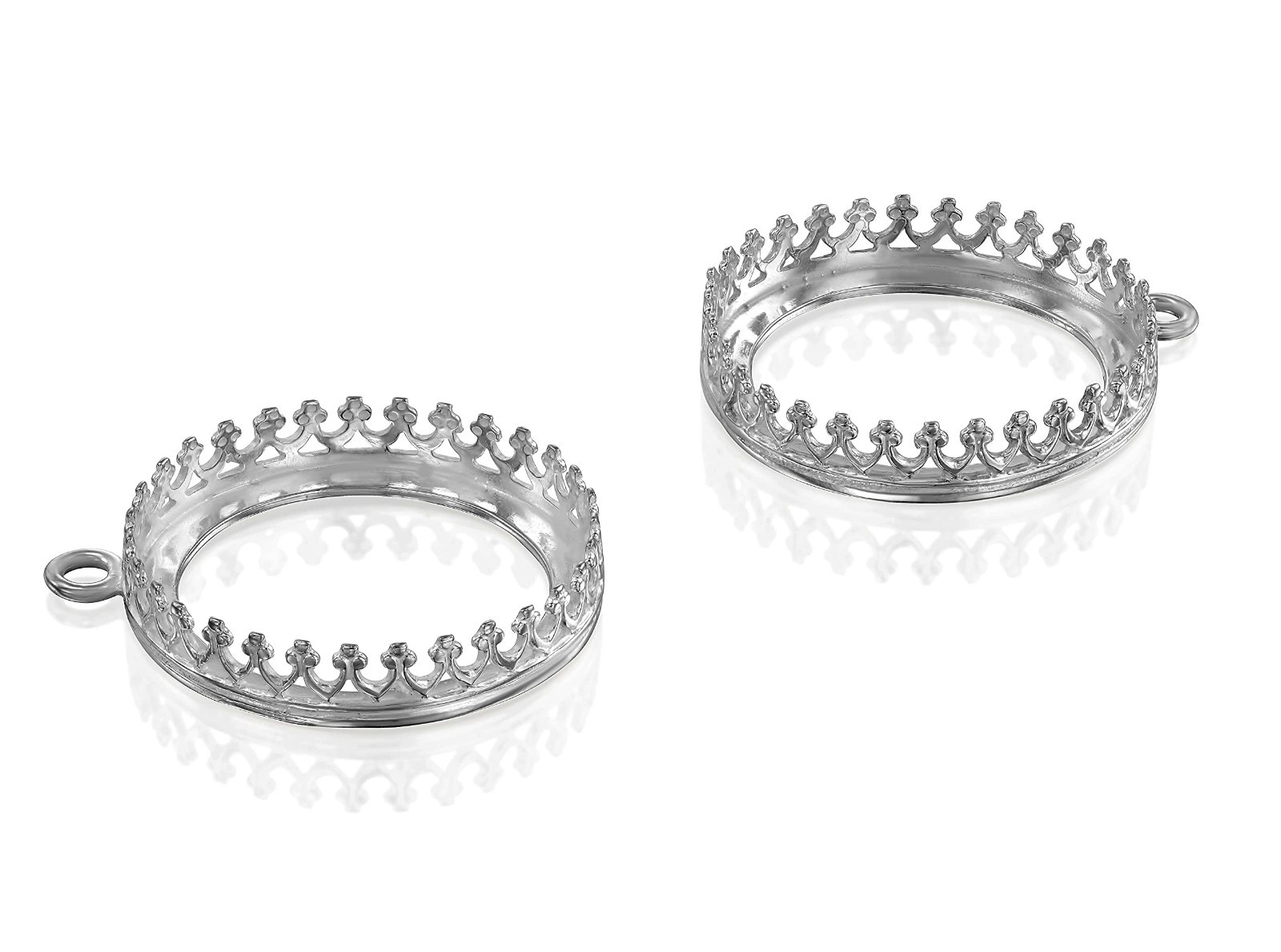 925 Sterling Silver Pendant Tray – 2x 20mm Round Crown Bezel Settings for Jewelr