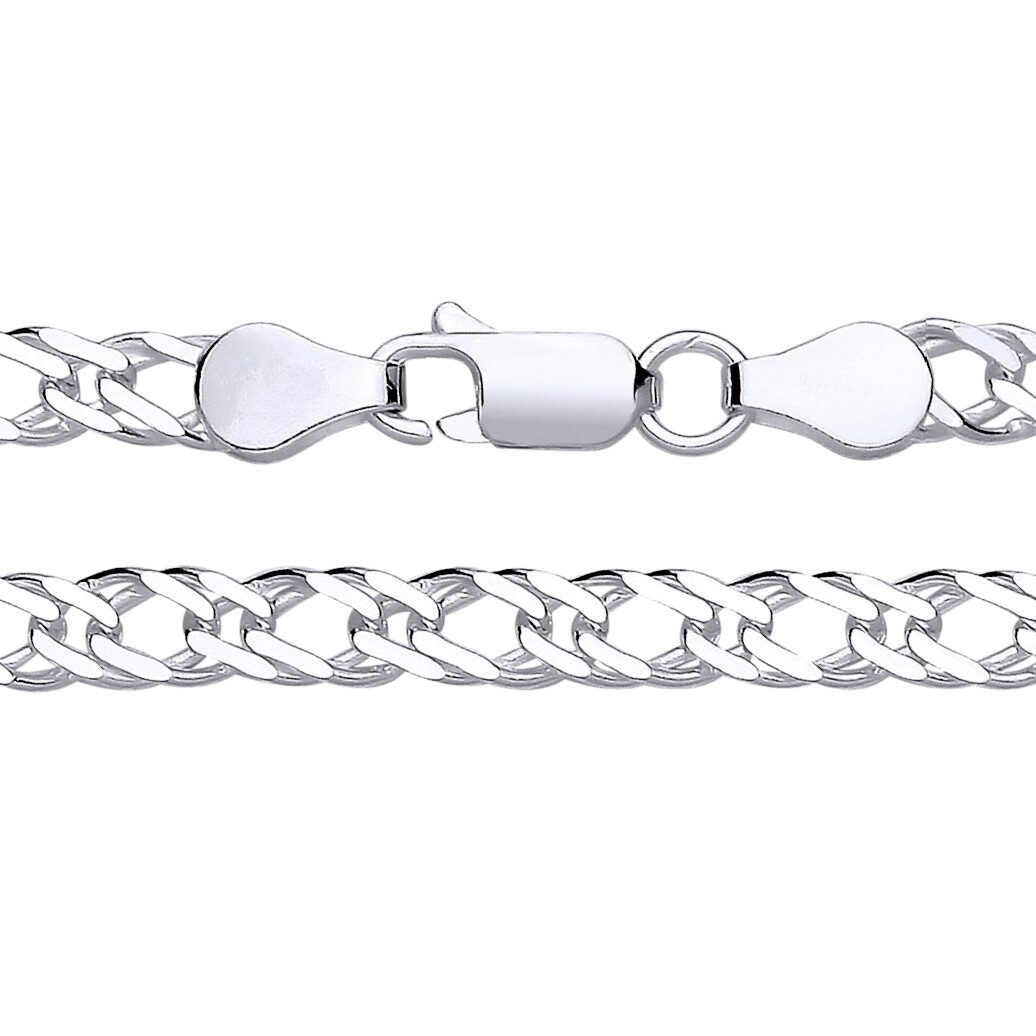 925 Sterling Silver 4.5mm Double Curb Rombo Chain Necklace 16 18 20 22 24 inch