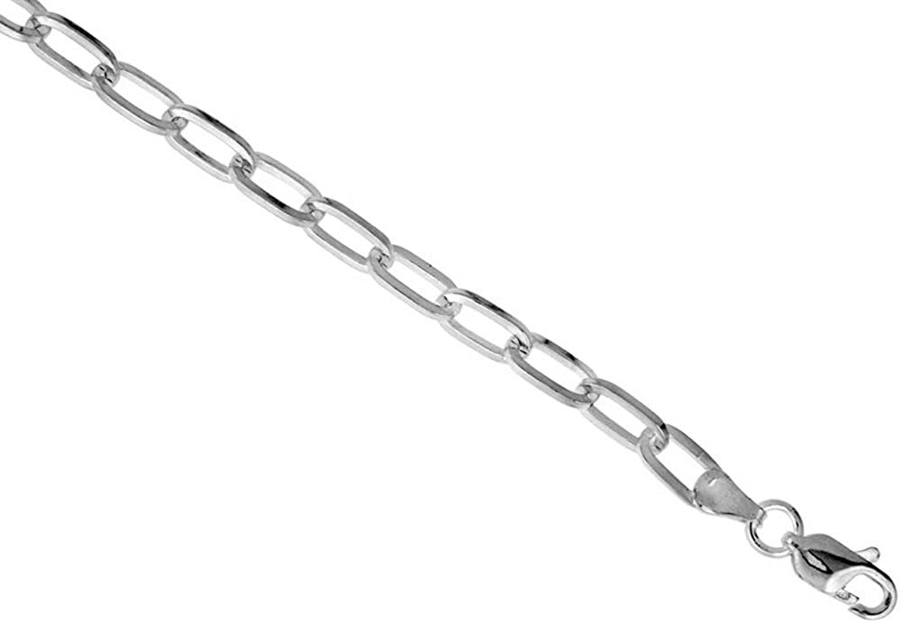 Sterling Silver Paperclip Cable Chain Necklace Bracelet Square Wire 6.5mm 7″~30″