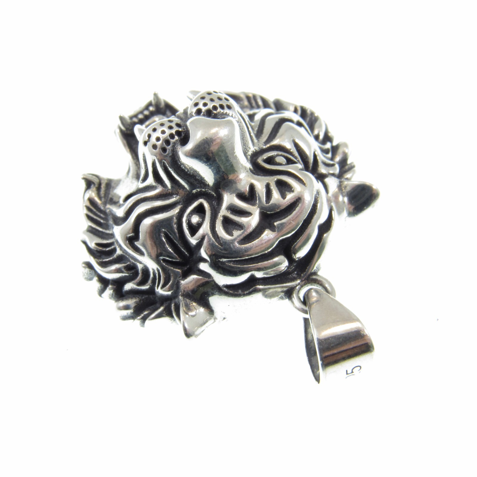 Solid 925 Sterling Silver Tiger Head Face Pendant, Spirit Animal Totem Jewelry