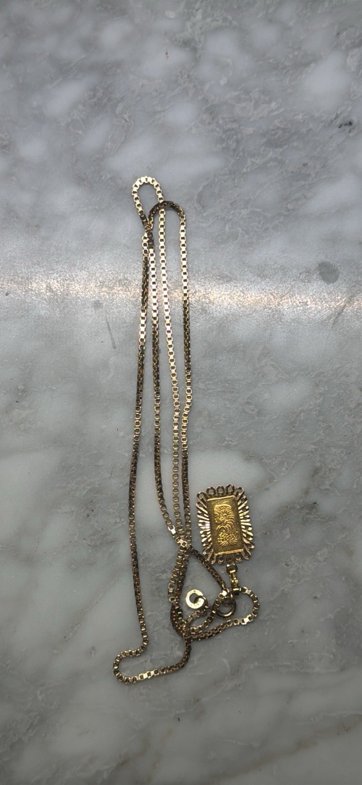24K PAMP Suisse 1g Fine Gold with 18K Pendant with 14K Box Chain