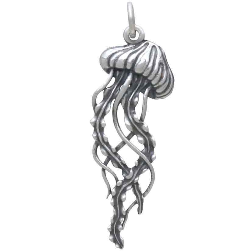 925 Sterling Silver Jellyfish Charm Pendant Ocean Jewelry-Gift Box Not Included