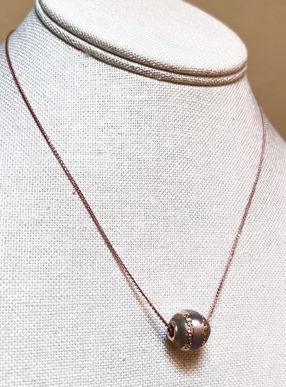 BEAUTIFUL Designer 14 Kt. Rose, Yellow & White Gold Engraved Ball/Bead Necklace