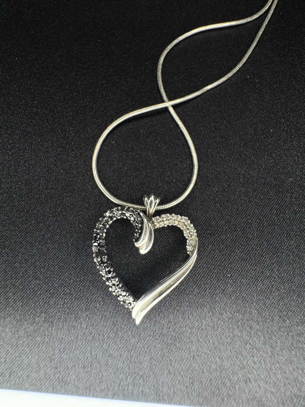 Presidium Tested Diamond Heart Necklace Marked 925 16”