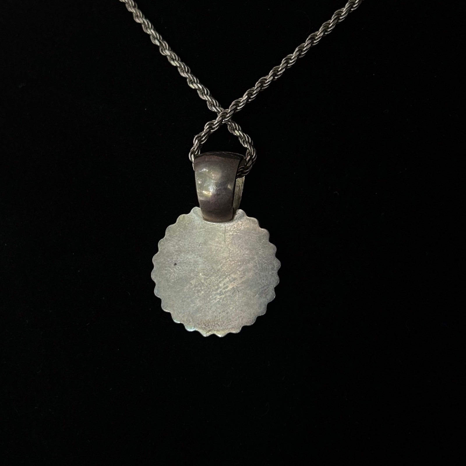 Vintage 925 Sterling Silver Necklace With 1.5″ Circle Pendant for Carving