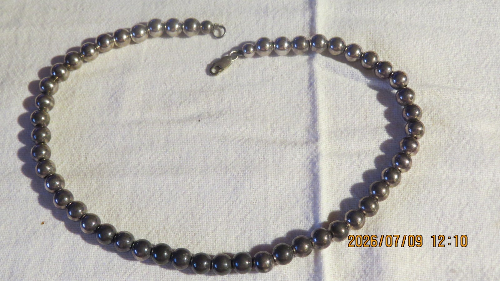 Vtg Navajo Pearls Sterling Silver Ball Bead Necklace 16″ Choker 925 Strand 22.4g