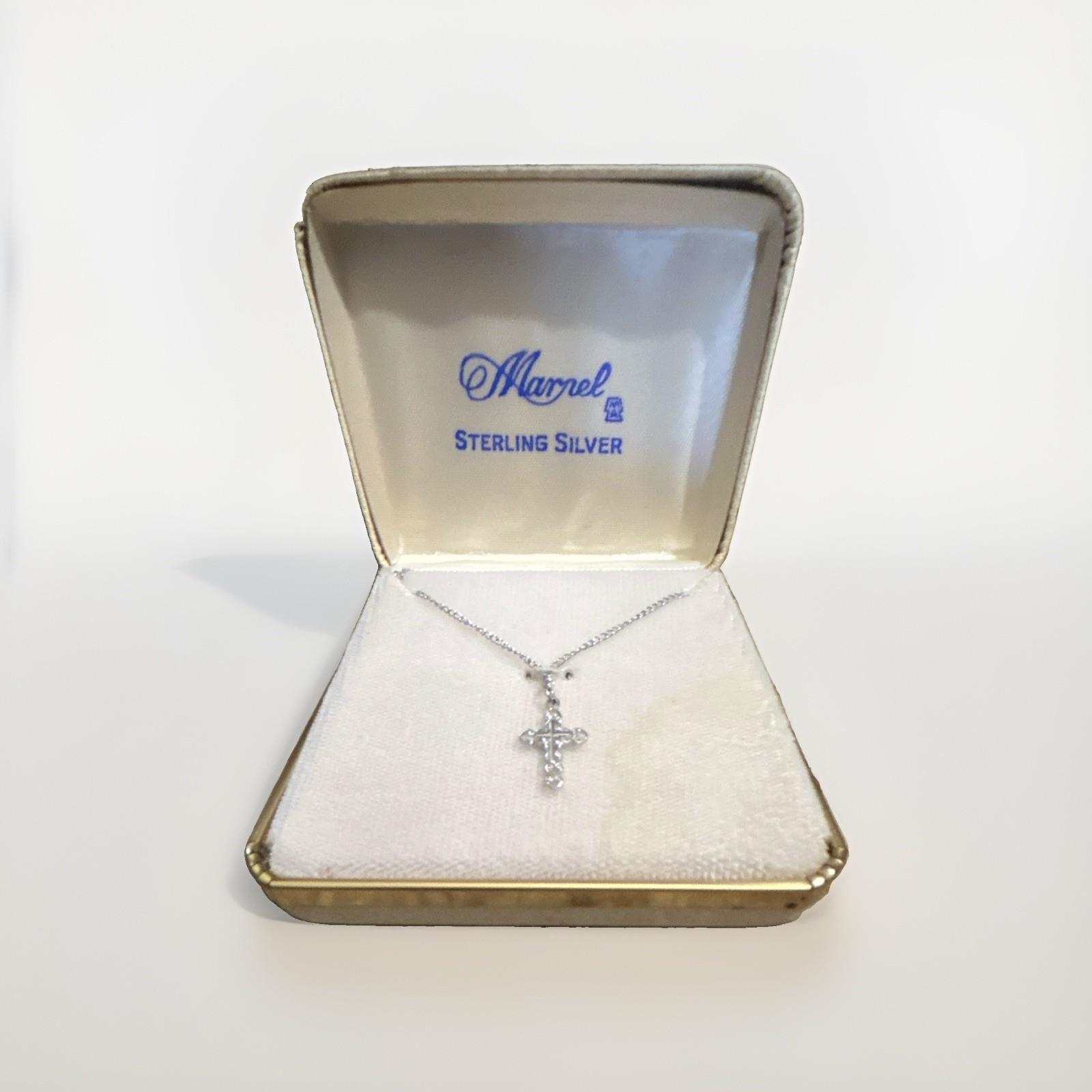 Marnel Marvel Vintage Cross Necklace Sterling Silver With Box