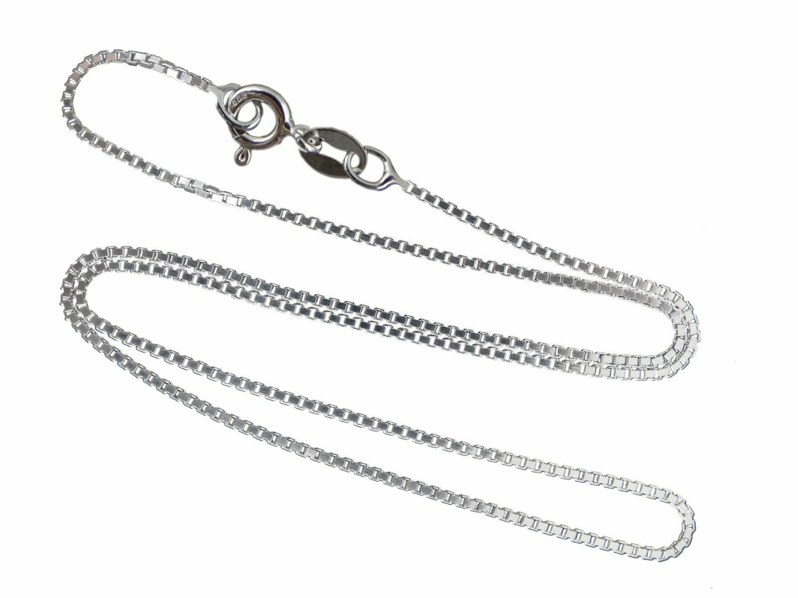0.9mm Box Chain Necklace – 925 Sterling Silver – 16″, 18″, 20″, 22″, 24″, 30″