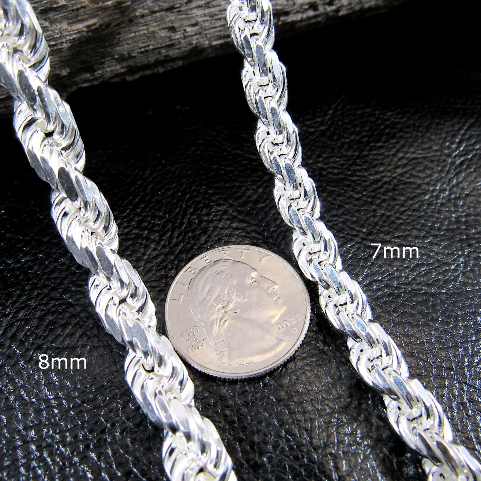 Solid 925 Sterling Silver Italian DIAMOND CUT ROPE CHAIN Necklace Bracelet Italy
