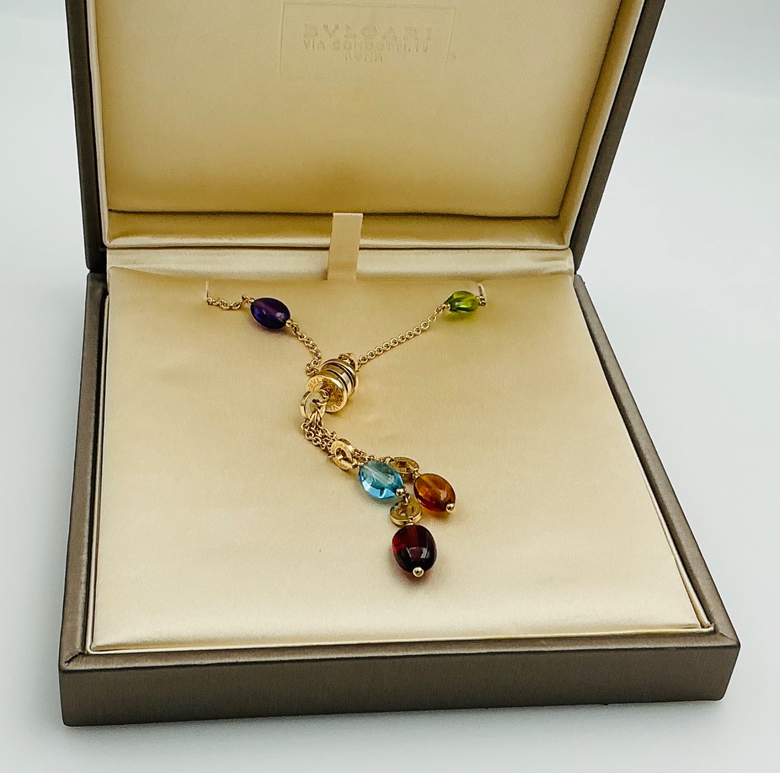 BVLGARI B.ZERO1 18K Yellow Gold Element Multistone Multi Necklace & Box Bulgari