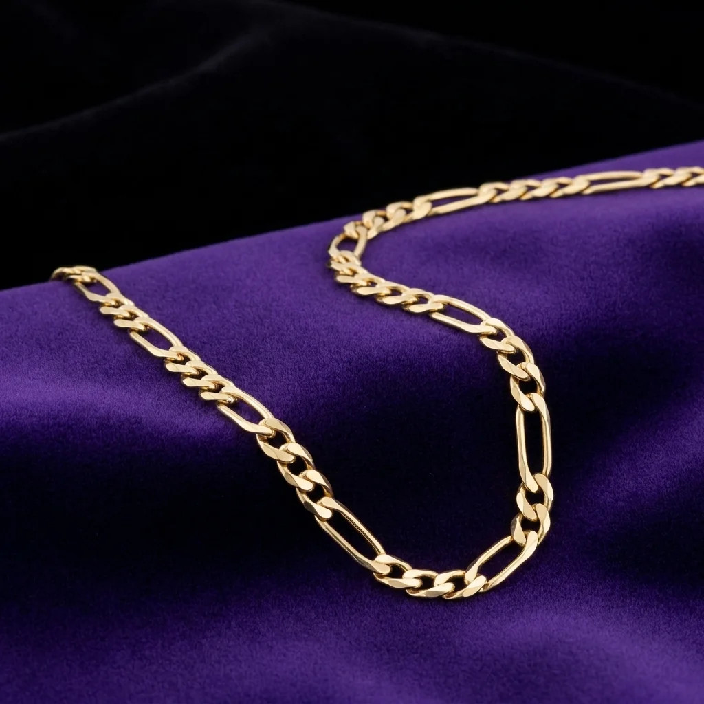 Figaro Chain Necklace 14K Gold Plated Stainless Steel 2-10mm 20-24″ Waterproof