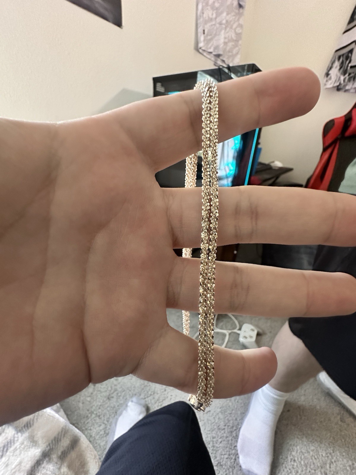 24INCH 3MM Popcorn Link Chain .925 Silver