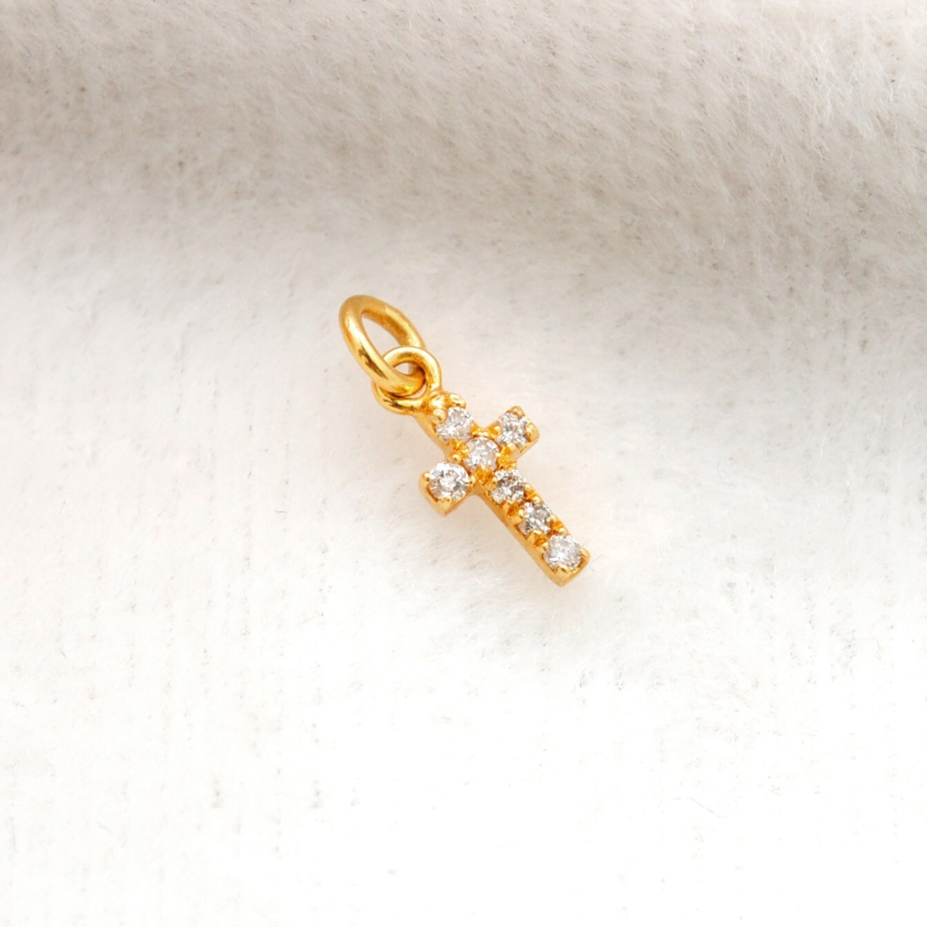 Genuine Diamond 14k Yellow Gold Holy Cross Charm Pendant Christmas Gift