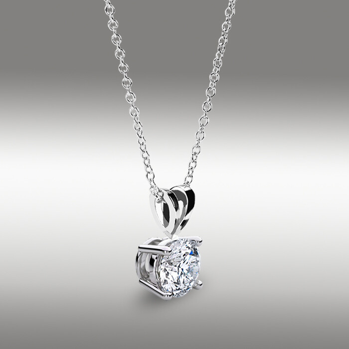 1 Ct Round Brilliant Cut GRA MOISSANITE Solid 14k White Gold 16″+2″ PENDANT NEW