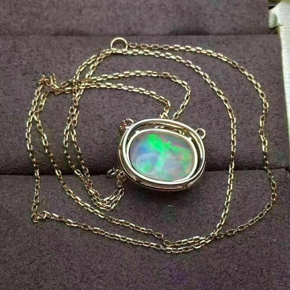 3.20Ct Oval Cut Fire Opal & Diamond Halo Pendant 14K Yellow Gold Over Free Chain